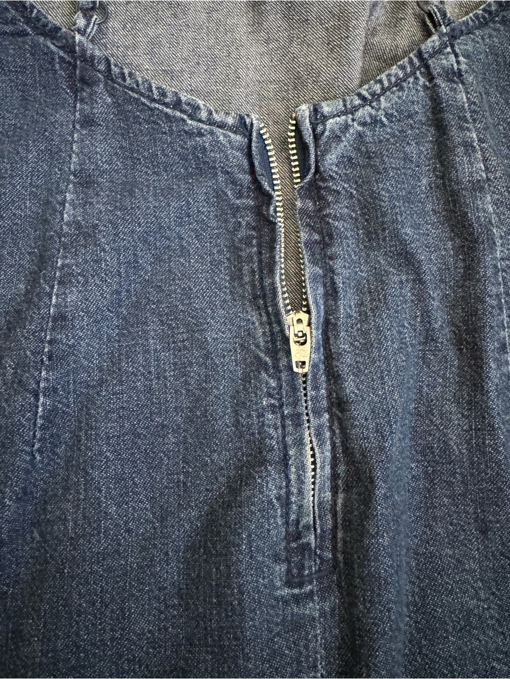 100% Cotton Denim Dress with Spaghetti Straps - Dark Blue - Picture 11 of 13